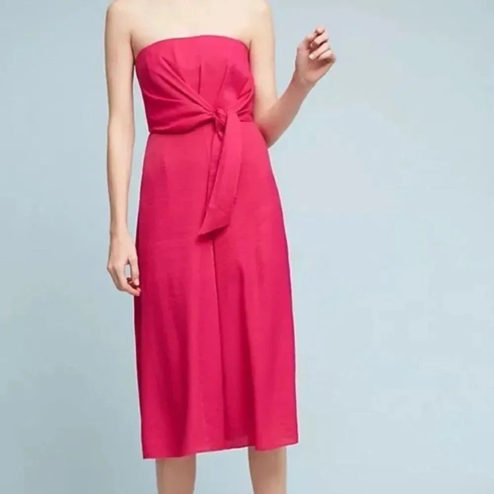 ANTHROPOLOGIE MAEVE PINK STRAPLESS BRIN JUMPSUIT Sz 4